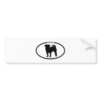 Pug Silhouette Black Bumper Sticker bumper stickers