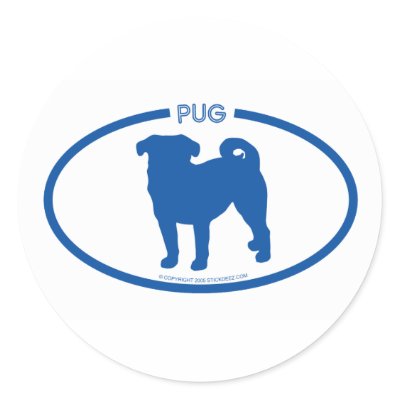 Pug Silhouette Sticker by dogsilhouettes