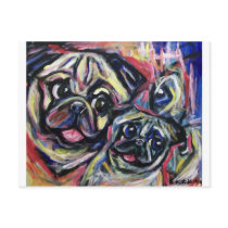 Pug smile Abstract Postcards