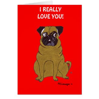 Pug Valentine's Day Greeting Card
