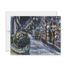 Pug winter scene invitations by zadajeanne Pug winter scene invitations