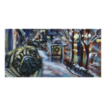 Pug winter scene photo cards by zadajeanne Pug winter scene photo cards