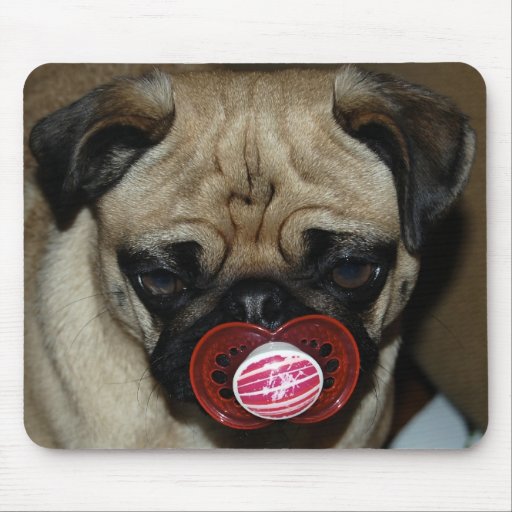 Pug with Binky in his Mouth Mousepads
