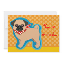 Pug with scarf invitations by JellyRollDesigns Pug with scarf invitations