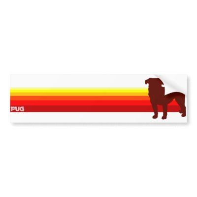 Pug With Stripes Bumper Sticker by dogsilhouettes