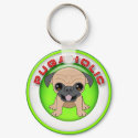 Pugaholic Keyring keychains by KymmeH Pugaholic Keyring keychains