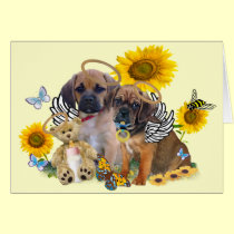 Puggle baby angels and Daisies Cards cards