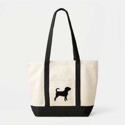 Puggle Dog Silhouette Canvas Bag by dogsandhorses