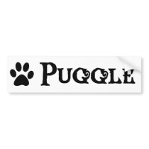 Puggle (pirate style w/ pawprint) bumper stickers by dogsandhorses Puggle (pirate style w/ pawprint) bumper stickers