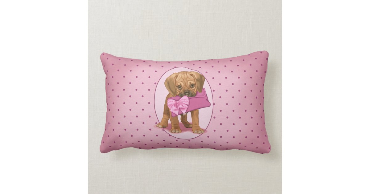 Puggle Puppy and Clutch Throw Pillow | Zazzle