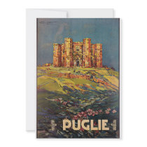 Puglie, Italy Castel del Monte Vintage Travel Custom Announcements