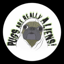 pugs are really aliens stickers