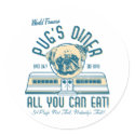 Pug's Diner 50s Vintage Retro Stickers by designsbydandy Pug's Diner 50s Vintage Retro Stickers