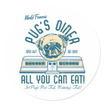 Pug's Diner 50s Vintage Retro Stickers
