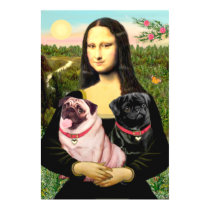Pugs (Fawn + Black) - Mona Lisa posters