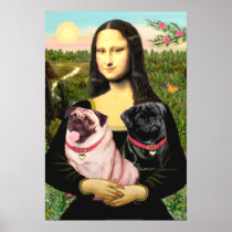 Pugs (Fawn + Black) - Mona Lisa Posters