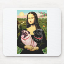 Pugs (Fawn + Blk) - Mona Lisa mousepads
