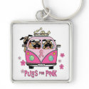 Pugs for Pink Key Chain keychain