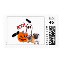 Pugs Halloween Postage Stamp