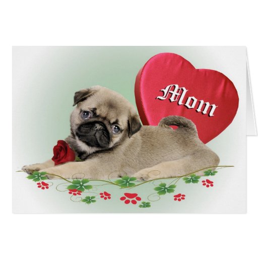 Pugs Heart Belongs To Mom Greeting Card
