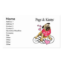 Pugs & Kisses Valentine Pug Biz Cards Business Cards