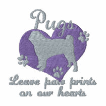 Pugs Leave Paw Prints Pink Women's embroidered shirts by MenagerieMayhem Pugs Leave Paw Prints Pink Women's embroidered shirts
