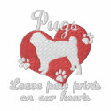 Pugs Leave Paw Prints Women's embroidered shirts by MenagerieMayhem Pugs Leave Paw Prints Women's embroidered shirts