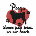 Pugs Leave Paw Prints Women's embroidered shirts by MenagerieMayhem Pugs Leave Paw Prints Women's embroidered shirts