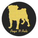 Pugs 'N Pals Yellow Pug Stickers by PugsNPals Pugs 'N Pals Yellow Pug Stickers