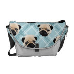 Pugs on Blue Plaid Messenger bag messenger bags