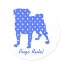 Pugs Rule Polka Dot Pug Stickers - Pug Rescue by PugsNPals Pugs Rule Polka Dot Pug Stickers - Pug Rescue