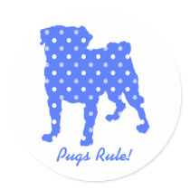 Pugs Rule Polka Dot Pug Stickers - Pug Rescue
