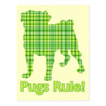 Pugs Rule Spring Green Plaid Tees & Gifts Postcard