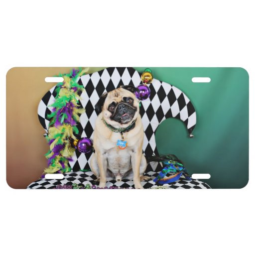 pug license plate pugsgiving mardi gras 2015 pug license plate zazzle pug license plate pugsgiving mardi gras 2015 pug license plate zazzle