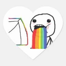 Puking Rainbows Heart Sticker