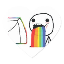 Puking Rainbows Heart Sticker