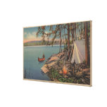 Pulaski, NY View of Canoe, Camping, Tent, Lake Gallery Wrap Canvas