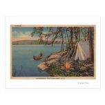 Pulaski, NY View of Canoe, Camping, Tent, Lake Postcards