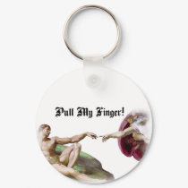 Pull My Finger Fart Humor Keychain