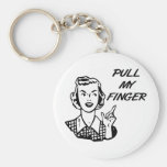 Pull My Finger Retro Housewife B&W Keychains