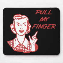 Pull My Finger Retro Housewife Red mousepads