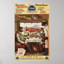 Pullman dining car on train poster