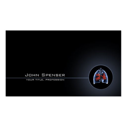 Pulmonary Doctor Simple Black Business Card (front side)