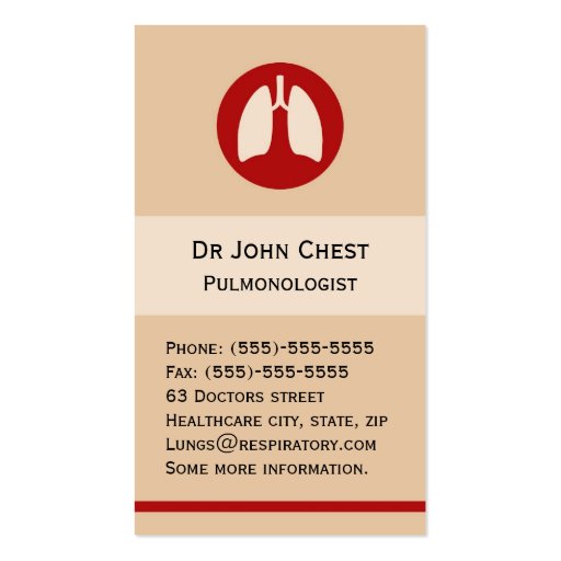 Pulmonologist or thoracic surgeon business card