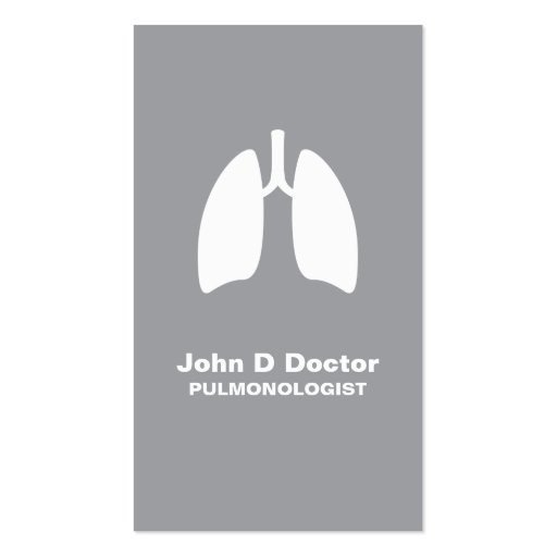 Pulmonology or pulmonologist gray business card (front side)