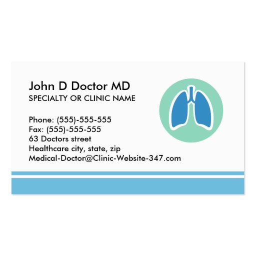 Pulmonology pulmonologist  business card (front side)