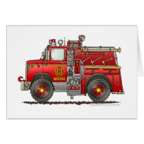 Pumper Rescue Fire Truck Firefighter Card