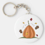 pumpkin and autumn leaves key chain
