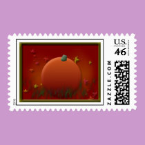 Pumpkin and Autumn Leaves Postage postage