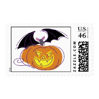 Pumpkin and Bat Stamps stamp